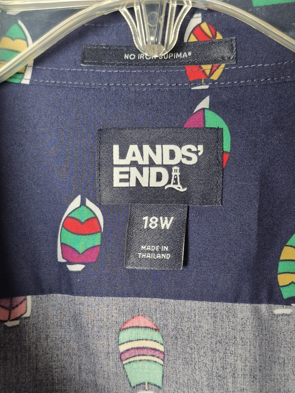 18 W Lands' End Sailboats Button Down Shirt - Picture 2 of 3